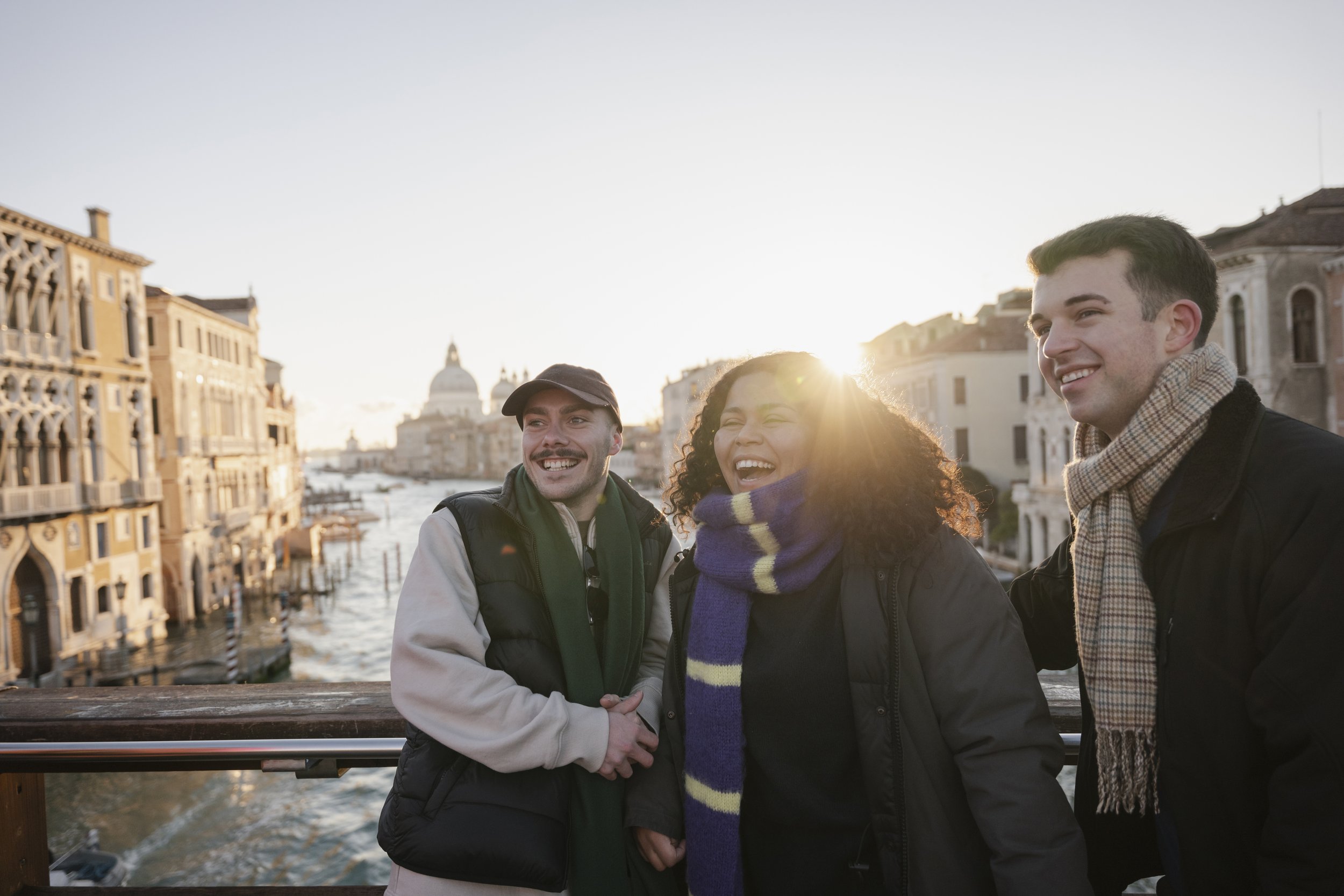 Contiki friends Venice canal bridge travel commercial photography