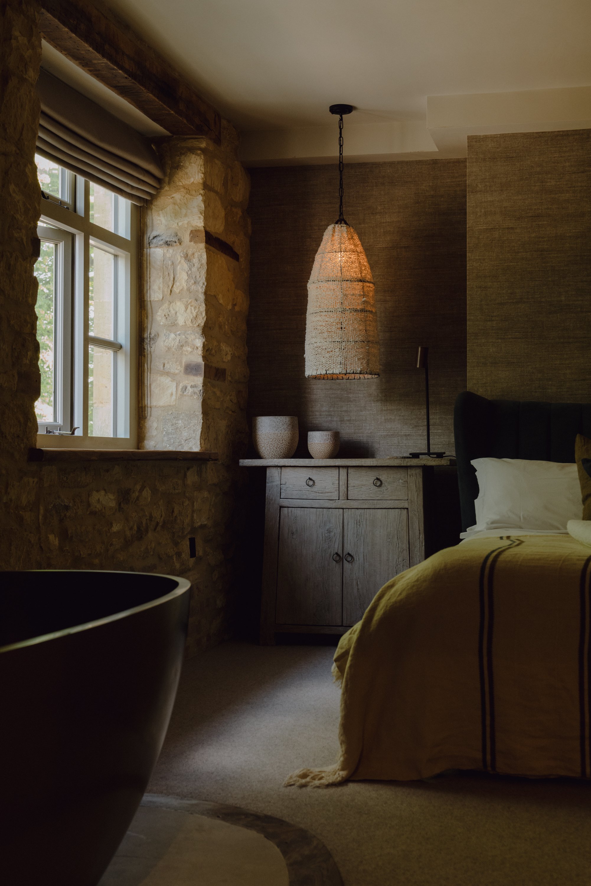 Headmistress bedroom boutique hotel interior photographer London