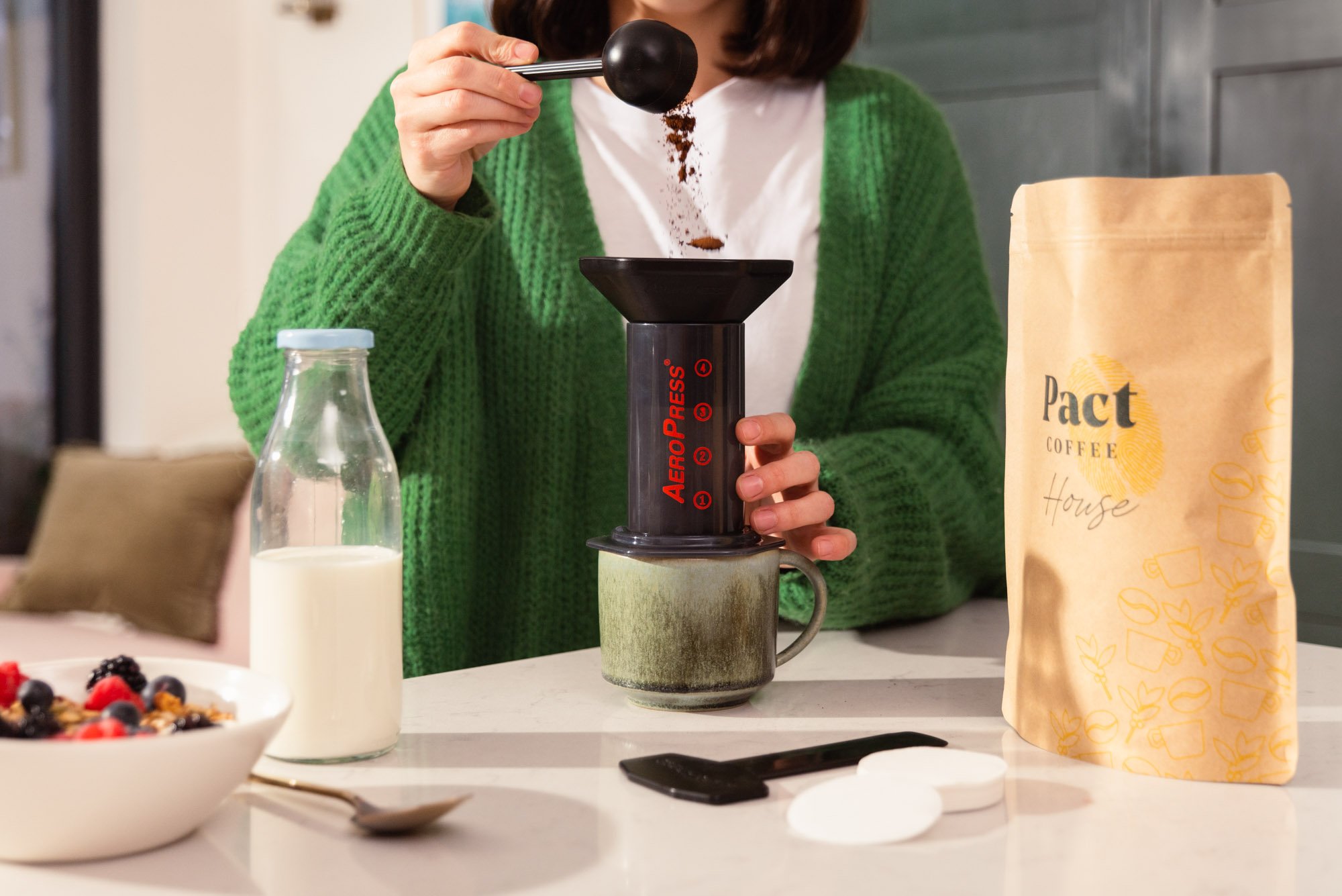 Pact Coffee product lifestyle photography London