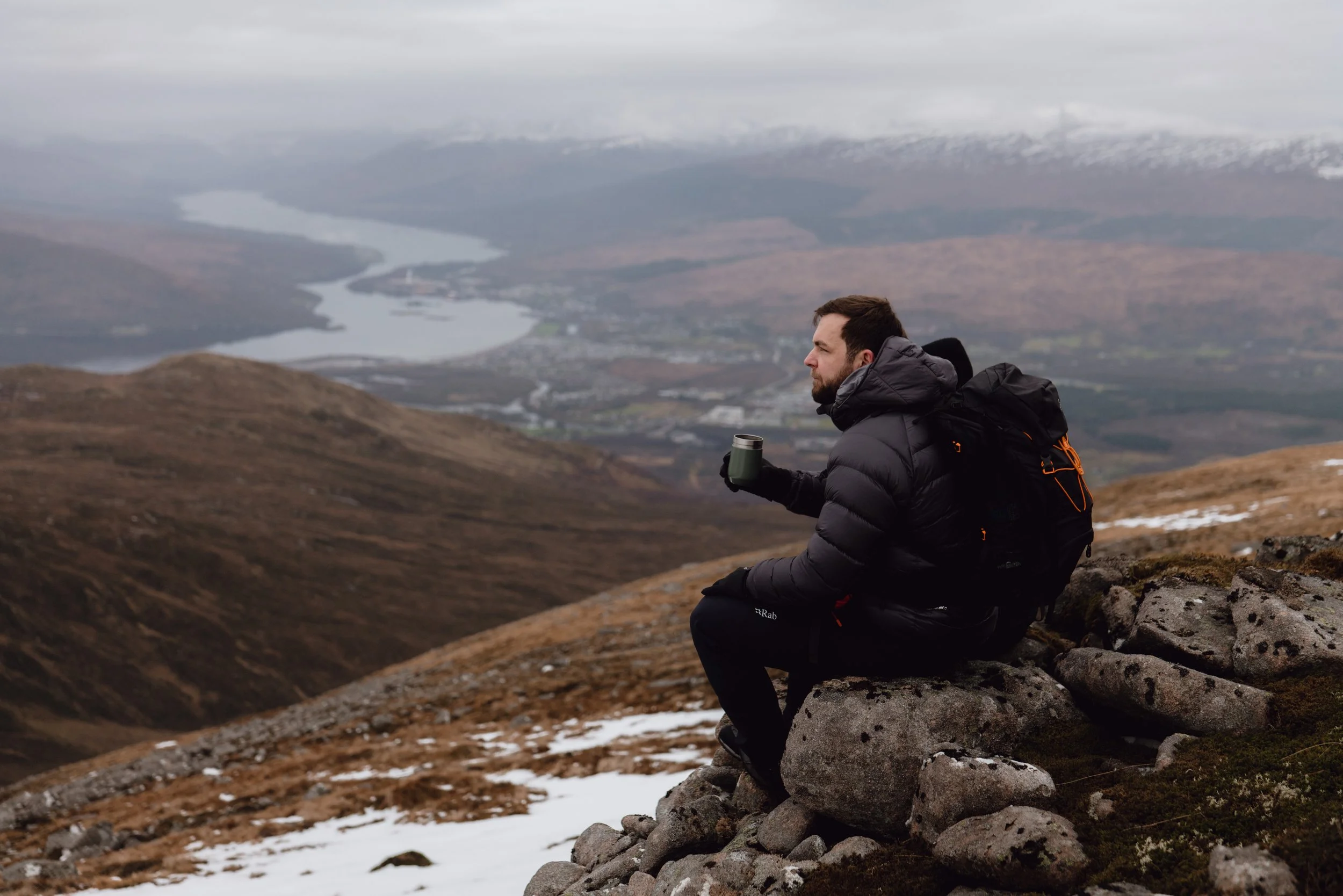 Blacks RAB winter hillwalking Nevis Range brand photography