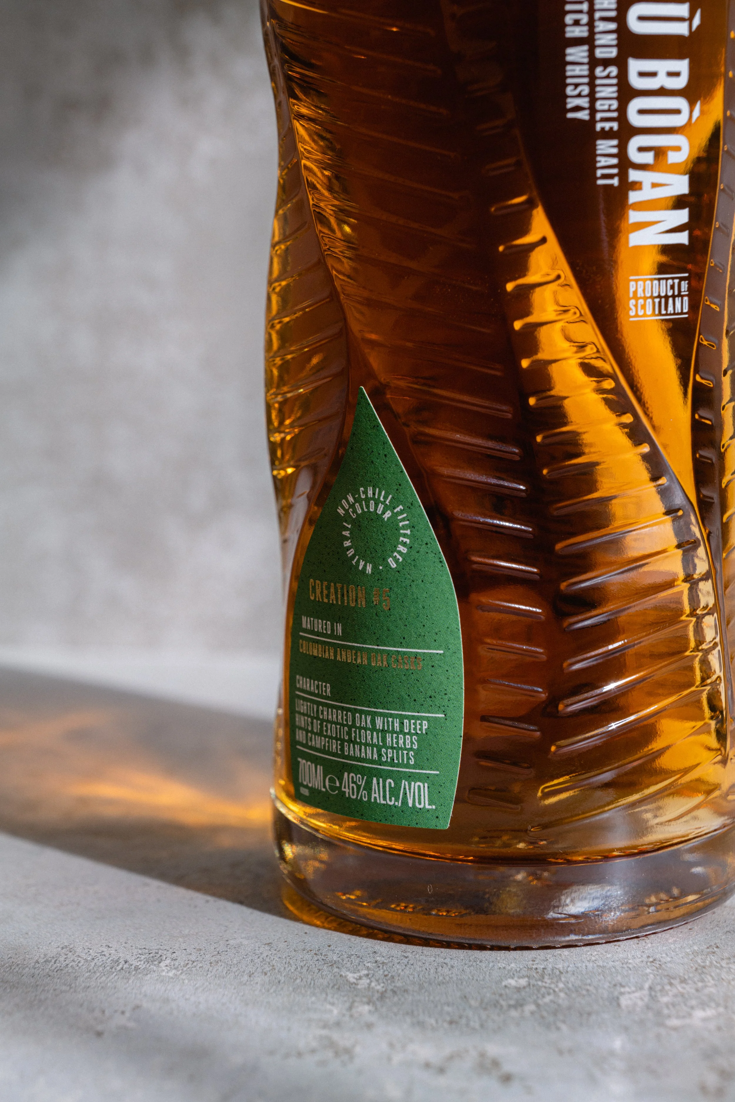 Cù Bòcan Creation 5 whisky product photography landscape