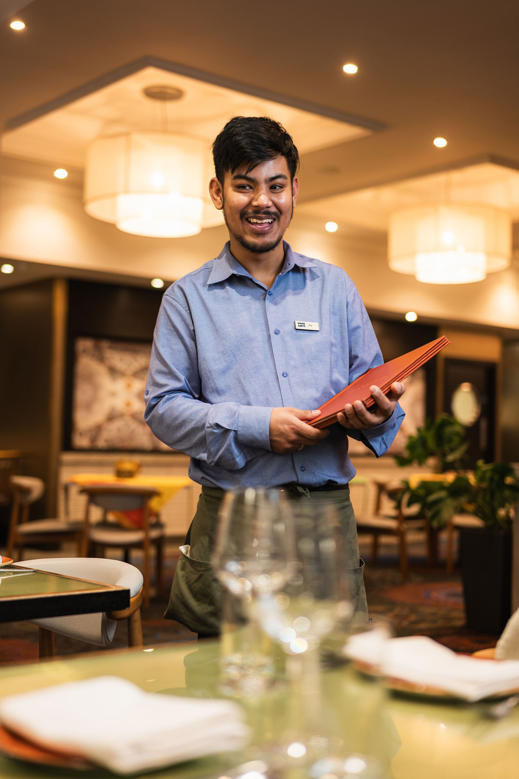Hotel bartender candid portrait London