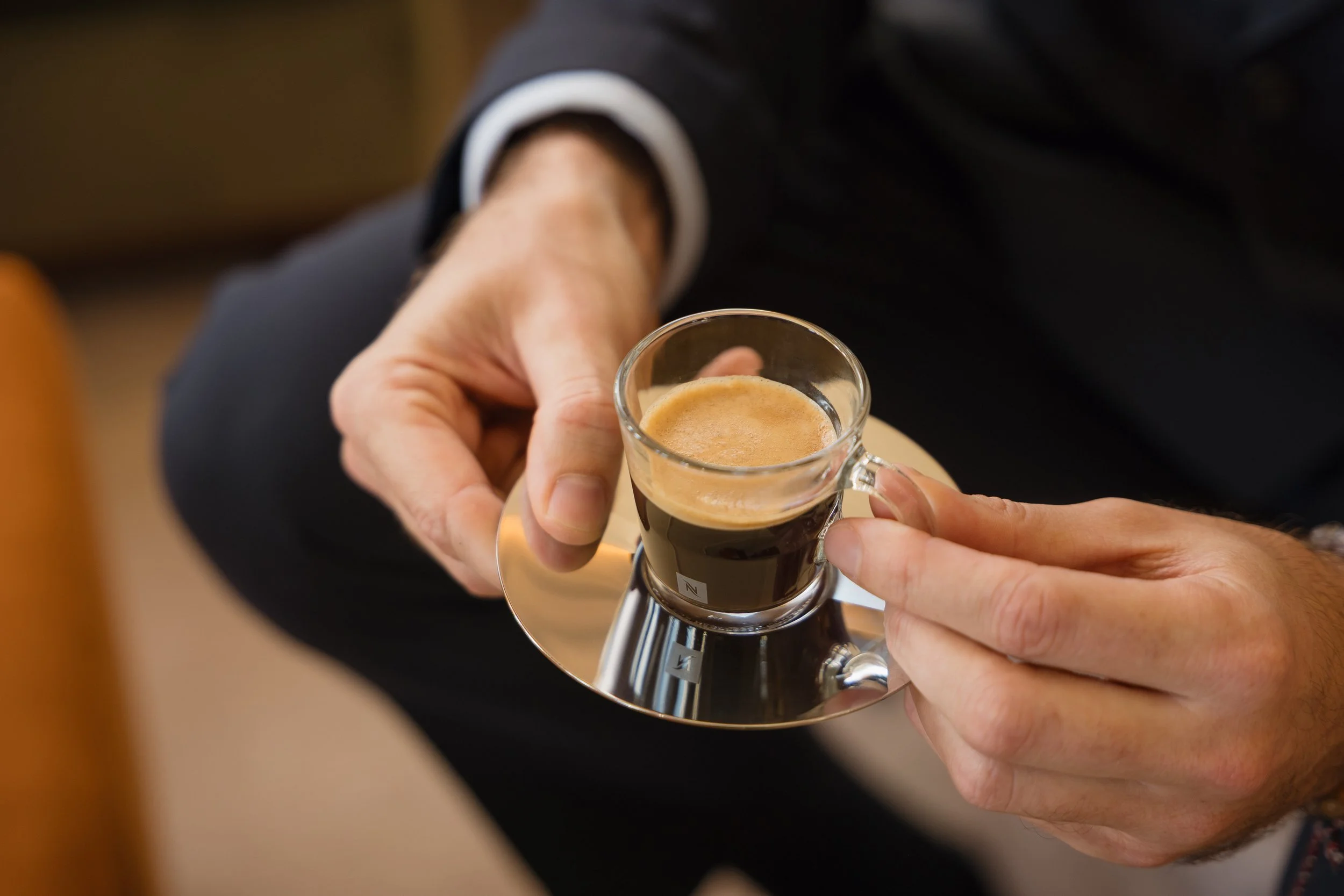 Nespresso coffee ritual luxury hotel suite photography London