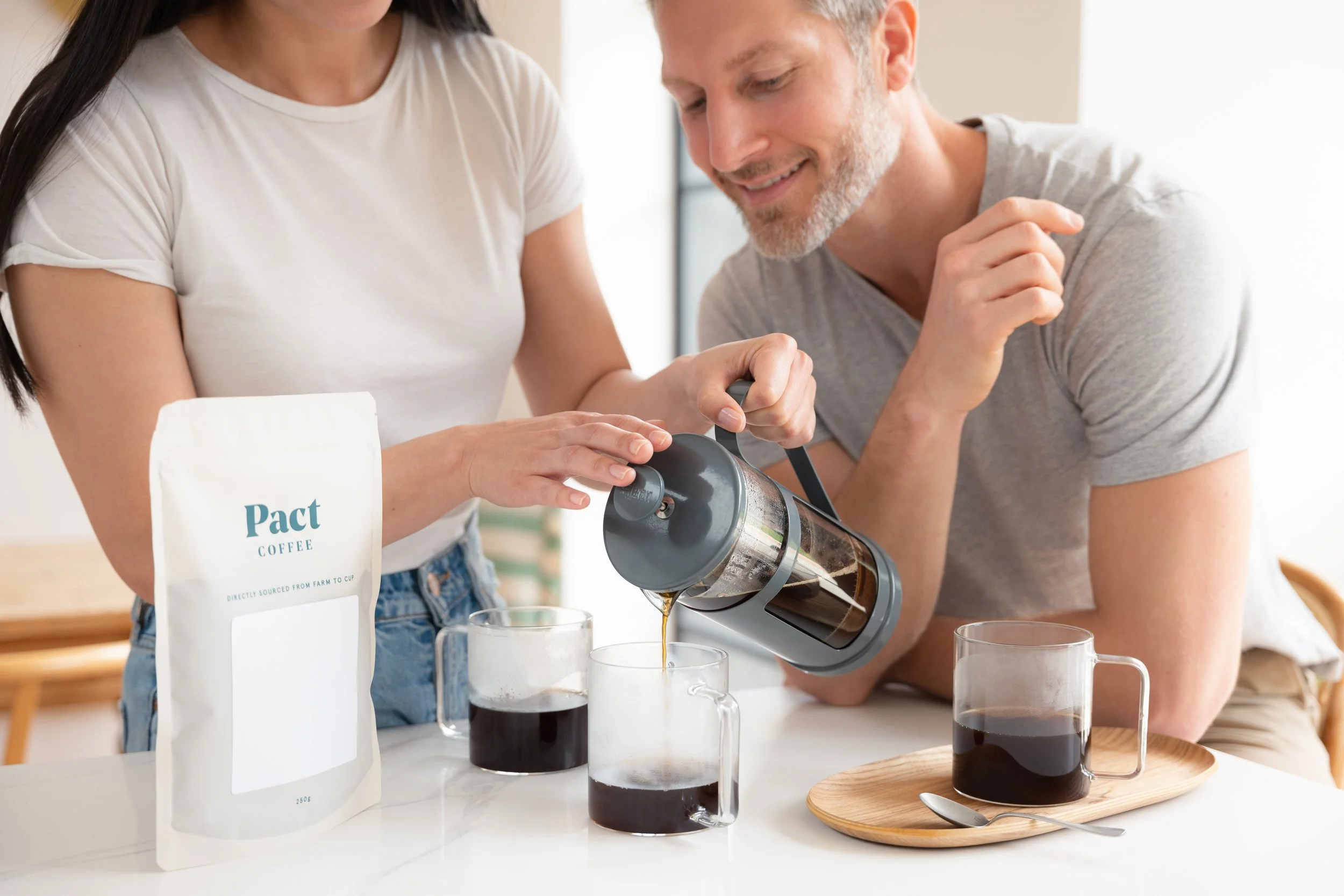 Pact Coffee packaging product photography London