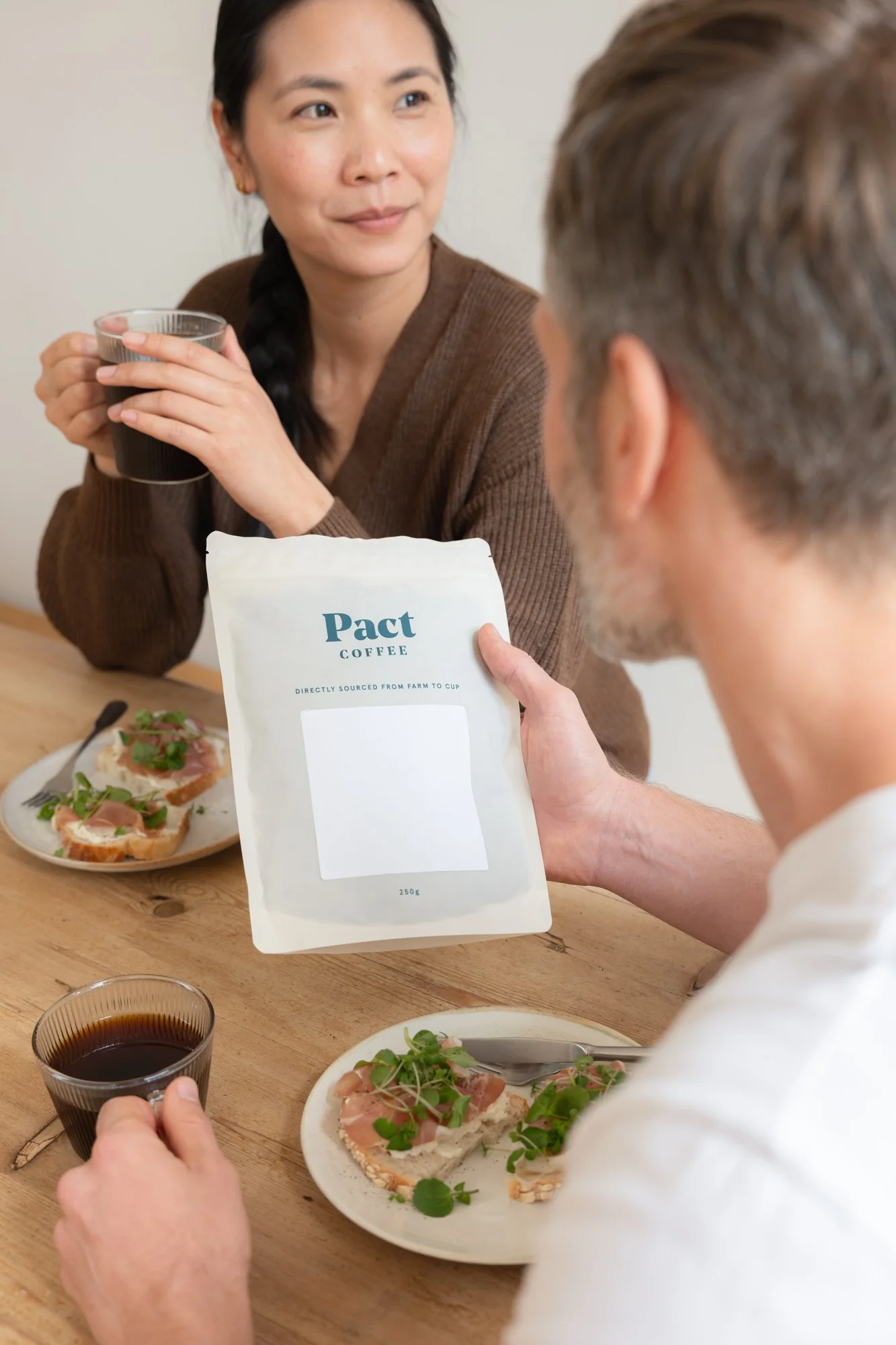 Pact Coffee coffee bags product photography
