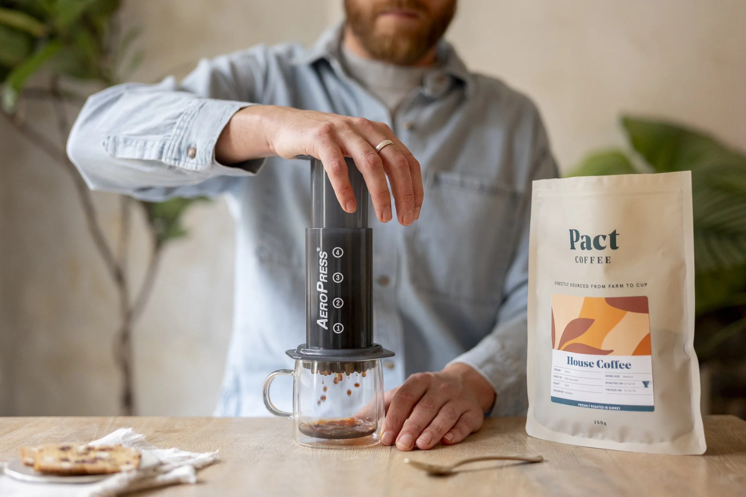 Pact Coffee brand lifestyle product photography