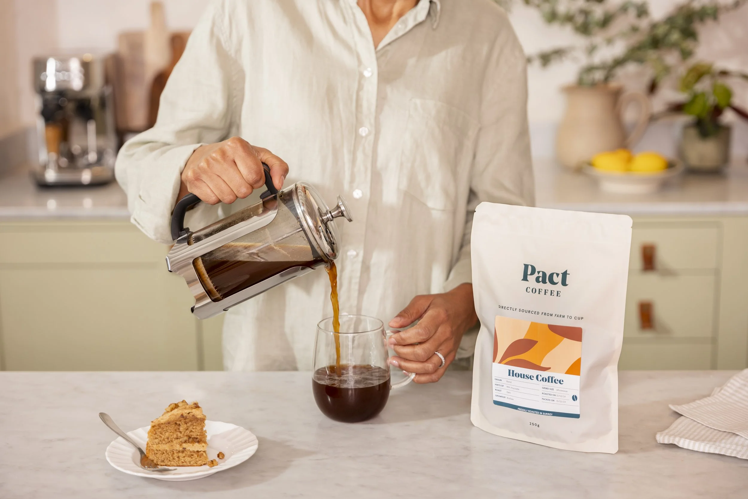 Pact Coffee spring brand lifestyle product photography London