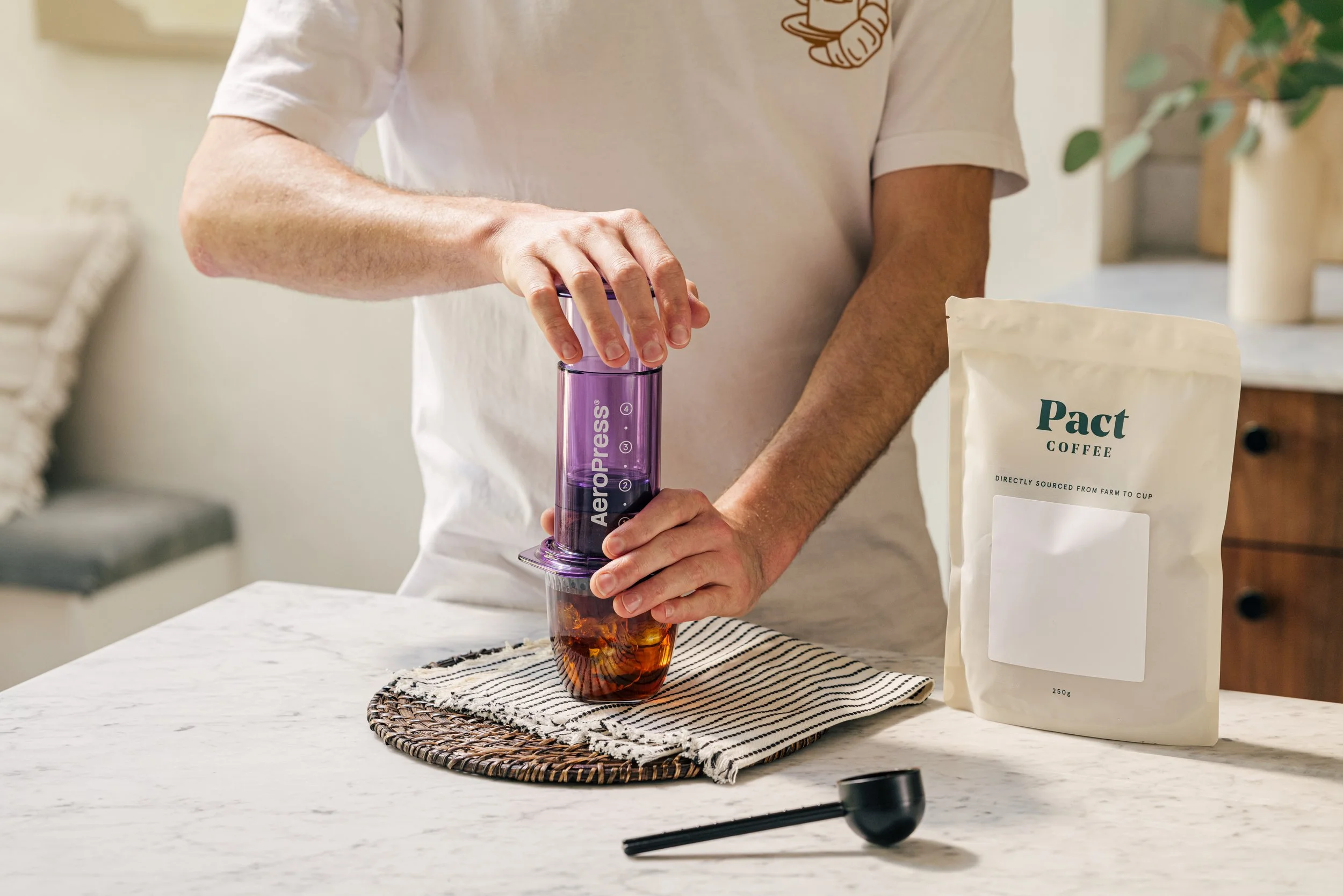 Pact Coffee summer drinks outdoor brand photography