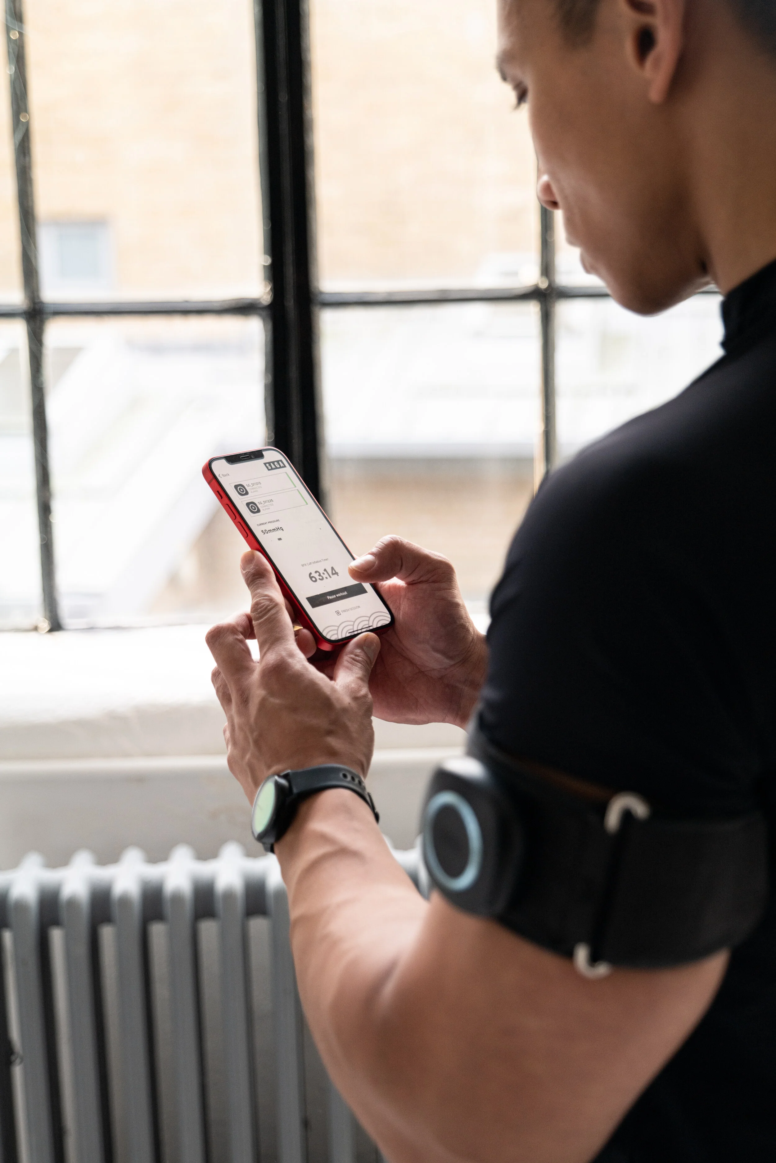 SAGA Fitness BFR training cuffs fitness photography